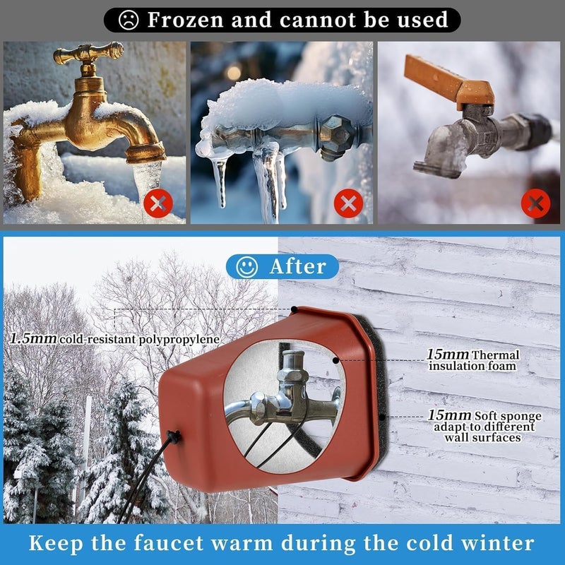 Bornerwhite 4 Pack 2026 Upgrade Extra Large Outdoor Faucet Cover for Winter Freeze Protection 8.5x7x5.5in Thick Plastic Foam Hose Bib Spigot Cover Winter Insulated with Reflective Strips (Red) - Image 3